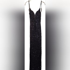 NWOT La Femme Black Sequin Gown, Size 2